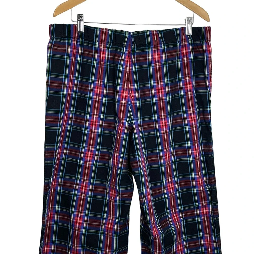 J.Crew L Red Black Green Plaid Cotton Pajama Pants Drawstring‎ Pockets Sleep